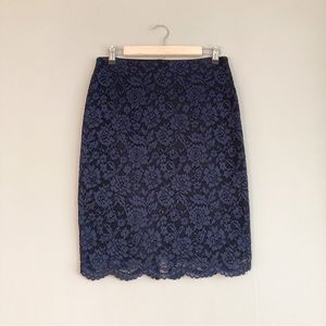 Vince Camuto Navy Lace Pencil Skirt